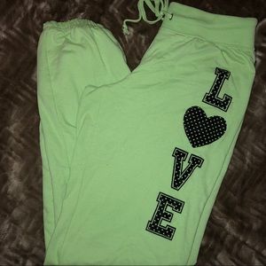 Lime Green LOVE Sweatpants/Joggers